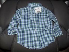 JANIE AND JACK Plaid Button Down Shirt Blue /Green/ White Size 6/12 Mont... - £16.55 GBP