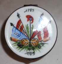 Limoges France Drum Shaped Box Commemorating 200th Bastille Day Exclusif Chamart - £47.96 GBP