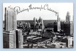 RPPC Passing Through Chicago IL Illinois Heart of the Middle West Postcard L13 - $9.85