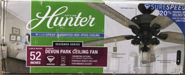 Hunter Fan Company Devon Park Ceiling Fan 52 in, with Remote, Onyx Bengal Finish - £224.21 GBP