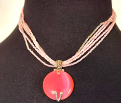 Vintage Premier Designs Necklace Women&#39;s Fashion Jewelry Chery Quartz Pink Beads - £19.59 GBP