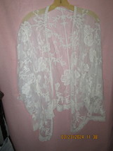 White Lace Net Kimono Cardigan Coverup Topper XL - £11.86 GBP