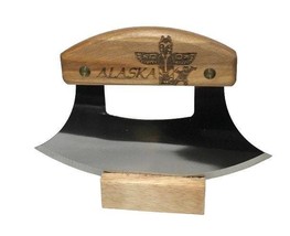 Handmade Leather Sheath Ulu Factory Birch Wood Handle Knife - Totem Pole - $49.49