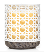 Bath &amp; Body Works White Caned Woven Basketweave Single Wick Candle Holde... - £17.60 GBP