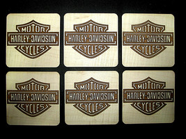 BEAUTIFUL HARLEY DAVIDSON MAPLE WOOD COASTER SET 6 PIECES - $426.47 MXN