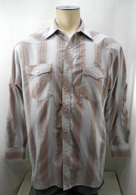 Falcon Bay Grey Gold Red Striped Pearl Snap Front Western Shirt - Men&#39;s L - £13.59 GBP
