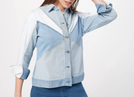 Laurie Felt Daisy Denim Starburst Jacket- Light Denim, Size 2X - £33.41 GBP