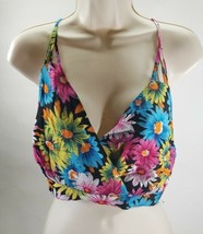 Paper Heart Women&#39;s Floral Racerback Strap Tank Crop Top, Size 10, Black Multi - £14.09 GBP