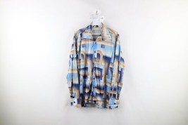 Vtg 60s Streetwear Mens Small Distressed Abstract Knit Collared Button Shirt USA - £54.46 GBP