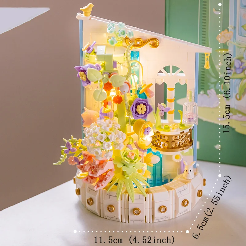 Mini Bricks Bonsai Model with Lighting, Creative DIY Mini Particle Flower - £80.79 GBP