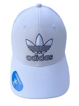 Adidas Originals White/ Black Trefoil OG Structure Strapback Trucker Hat... - $18.76