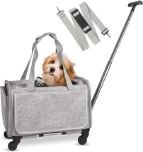 Cat Carrier with Wheels Airline Approved, Designed for Dogs &amp; Cats - $93.93