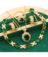 Joyería de Color dorado para mujer, pulsera de circón verde para boda, p... - £22.04 GBP+