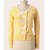 Anthropologie Sparrow Striped Applique Cotton Lightweight Cardigan Stret... - £26.95 GBP