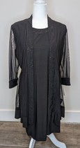 R&amp;M Richards NWT Women&#39;s Size 10P Black 2 Piece Dress And Cardigan Set BX - £38.68 GBP