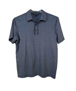 Michael Kors Mens Size Large Striped Polo Shirt  Blue Cotton Short Sleeve - $26.72