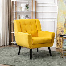 Modern Soft Velvet Material Ergonomics Accent Chair Living Room - Yellow - £171.29 GBP