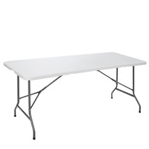 Plastic Folding Table Portable Fold-In-Half Picnic Utility Table With Handle 6Ft - £82.95 GBP