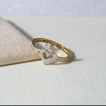 10K Yellow Gold 0.12Ct TW Diamond Crowned Heart Fashion Ring - £199.79 GBP