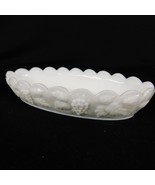 VTG Westmoreland White Milk Glass Oval Dish 8&quot; Relish Candy Paneled Grape - $13.70 CAD