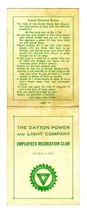 Dayton Power &amp; Light Co. Employee Recreation Club Golf Score Card 1970&#39;s... - £19.68 GBP