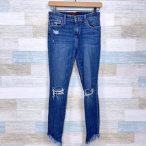 Joes Jeans The Icon Mid Rise Skinny Ankle Fringe Hem Distressed Womens 25 - $49.49