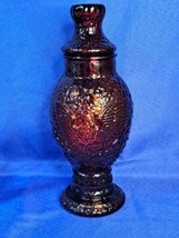 Wheaton Glass Apothecary Jar Vase  Ruby Red Eagle Embossed * WITH LID - £29.37 GBP