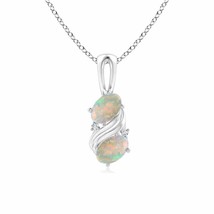 ANGARA 6x4mm Natural 2 Stone Opal Swirl Pendant Necklace in Silver for Women - £154.03 GBP+