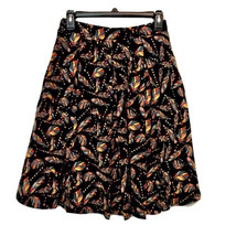 LulaRoe Womens Size S Black Multicolor Leaf Print Pleated Flare A Line Skirt - £10.16 GBP