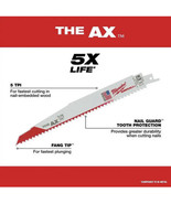 Milwaukee 48-01-7027 12 in. 5 TPI The Ax Demolition SAWZALL Blades (10 Pk) - £27.27 GBP