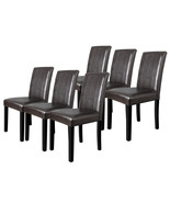 Set Of 6 Dining Room Brown Parson Chairs Kitchen Formal Elegant Leather ... - £230.31 GBP