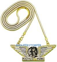 Rich Necklace New Rhinestone Pendant with 36 Inch Snake Style Chain Yung - £31.01 GBP