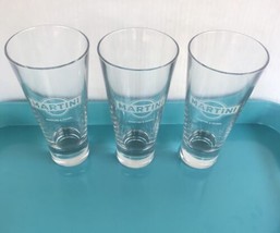 Vtg Martini &amp; Rossi Etched Glasses Set 3 Tall Pilsner Glass Alcoholic Be... - £3.02 GBP
