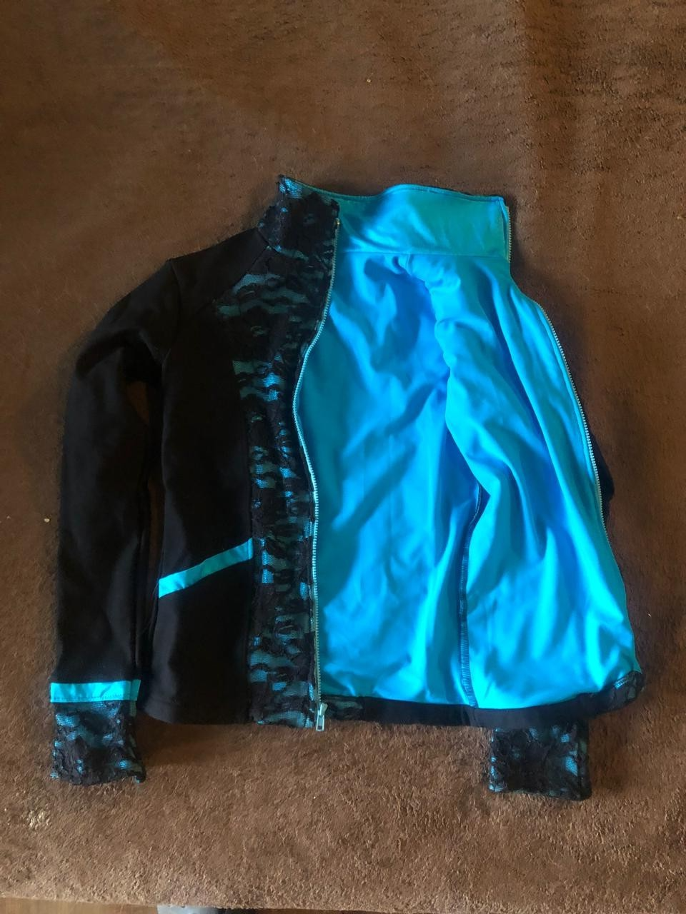 No Brand  Zip Blac&Blue Figure Skating Insulated Long Sleeve Finger Cut Jacket Item image 3