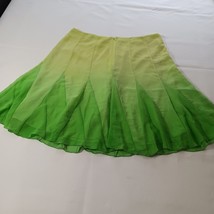 Worthington Women's Yellow & Green Back Zip Pull-On Lined Pleated Skirt Size 14 image 2