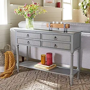 Safavieh Home Collection Haines Distressed Grey 4-Drawer Bottom Shelf Console Ta - £250.71 GBP
