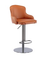 Brown Leather Bar Stool - Adjustable Height - $270.84 CAD