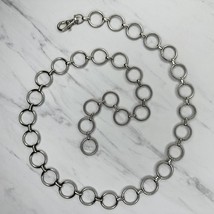 Open Hoop Silver Tone Metal Chain Link Belt OS One Size - £15.50 GBP