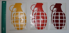 New Die Cut GRENADE Sticker WINDOW DECAL Red, Orange or Yellow 9&#39; x 5.5&quot; - $5.99