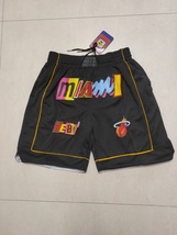 NEW Miami Heat Black Basketball Shorts All Stitched Pants with Pockets S-3XL - £40.51 GBP
