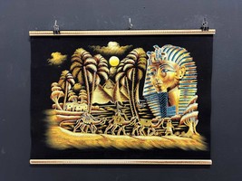 Stunning Hand-Painted Black Velvet Artwork ,Pyramid With Desert Scene Ol... - $99.00