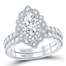 14kt White Gold Marquise Diamond Bridal Wedding Engagement Ring Set 2.00... - £3,949.22 GBP