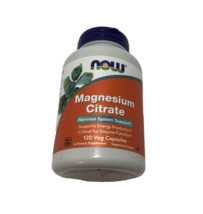 NOW Foods Magnesium Citrate 400 mg 120 Veg Capsules Vegan Vegetarian EXP... - $12.99