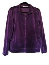 Croft &amp; Barrow Women’s Full Zip Purple Velour Jacket In Size Pxl - £8.56 GBP