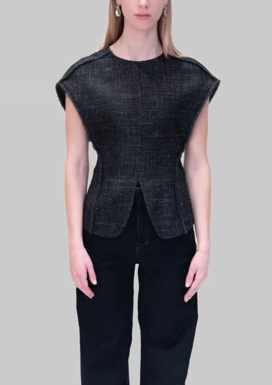 Tela Ostrik Tweed Vest Black - $167.00