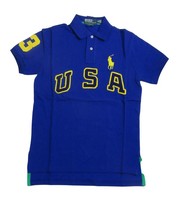 Polo Ralph Lauren Men&#39;s Custom Fit Big Pony USA Shirt Blue Size Small - $69.98