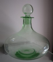 Gorgeous c1920 Art Deco Green Tinted Ovaloid 8&quot; Decanter France - £71.11 GBP