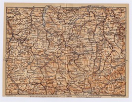 1910 Antique Map Of Ore Mountains Erzgebirge Zwickau Saxony / Germany Bohemia - £16.87 GBP