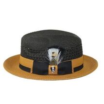 Men's Bruno Capelo Belvedere 2-Tone Straw Style Fedora Hat BD971 Black/Gold image 3