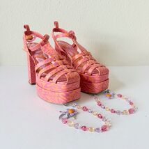 Womens Circus By Sam Edelman Orange Pink Paddie Platform Heels Sandals SZ 9 - $71.28